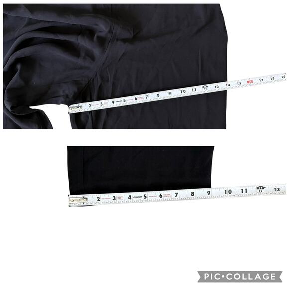 EILEEN FISHER Silk Georgette Crepe Full Length Straight Pants Zipper Black Large - Picture 11 of 12